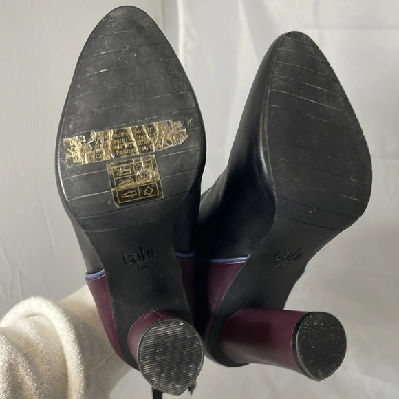 CABI Bissett Leather Colorblock Boots Black Mulberry Periwinkle Heels Zip Size 7 - Picture 11 of 16